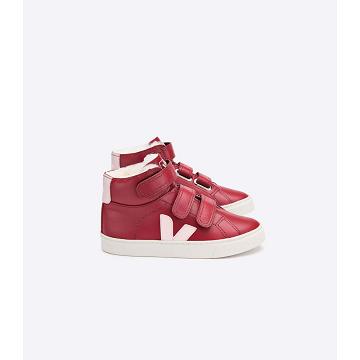 Red Kids' Veja ESPLAR MID FURED LEATHER High Tops | AU 682UZG